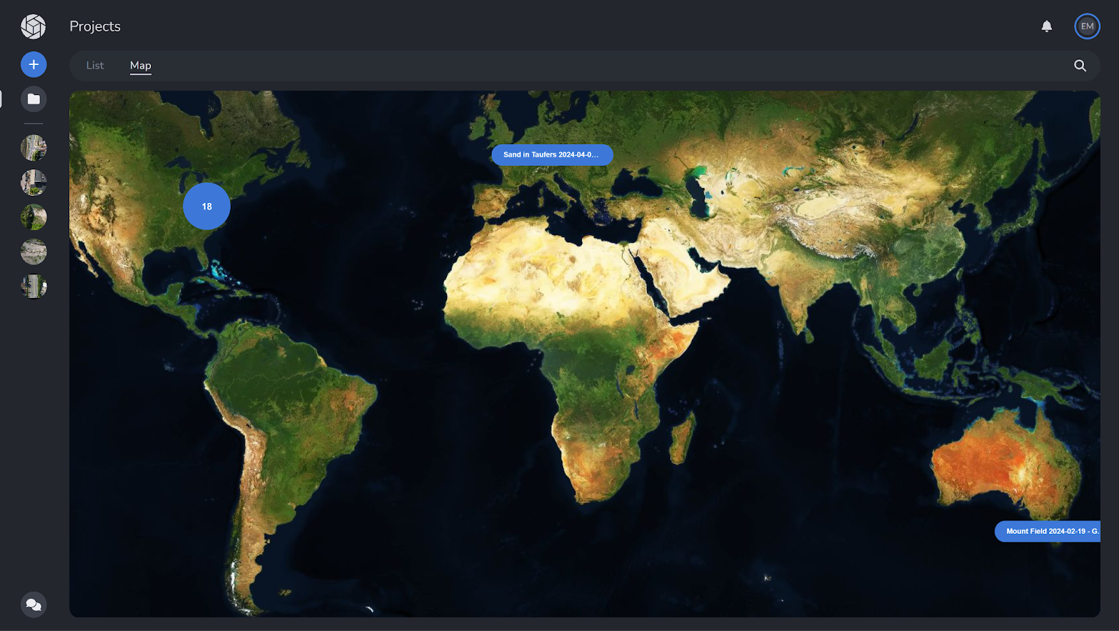 PixElement Project Dashboard - Map View