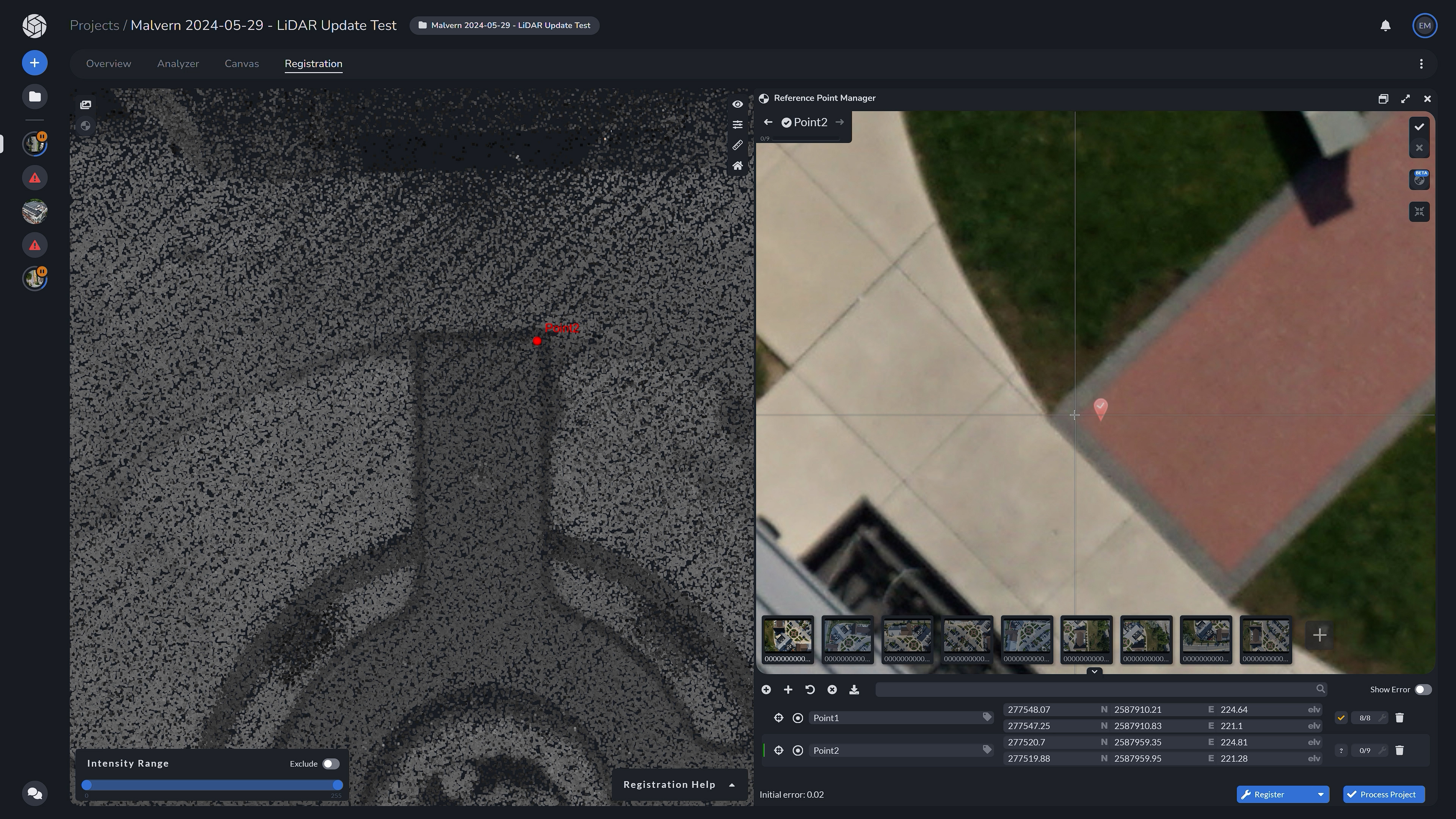 PixElement LiDAR Registration Tab - Register LiDAR Data with Photos using Tiepoints