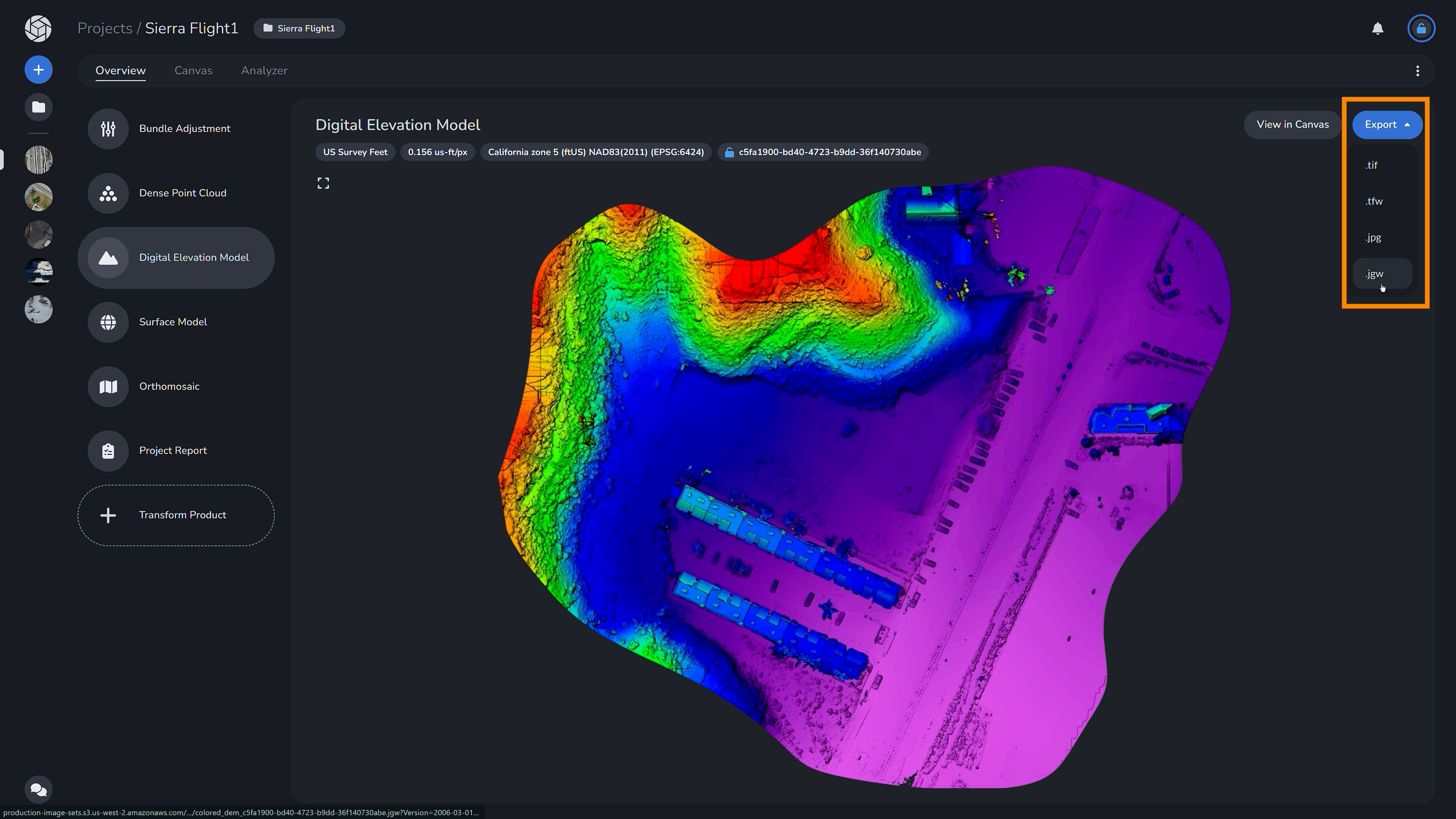 PixElement Overview Tab - Digital Elevation Model