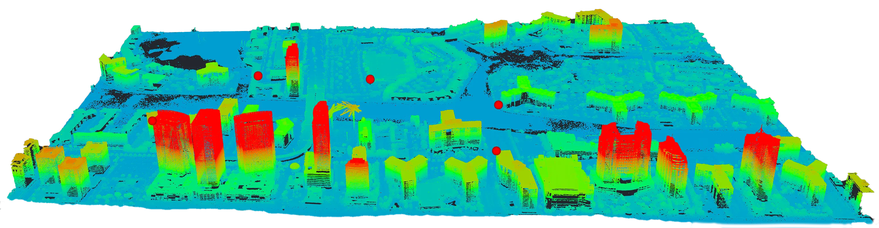 PixElement rendered elevation model of combined LiDAR + Imagery dataset of downtown Miami, Florida.