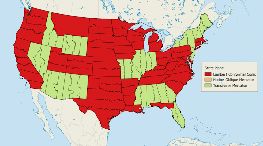 Map of State Plane Coordinate Systems