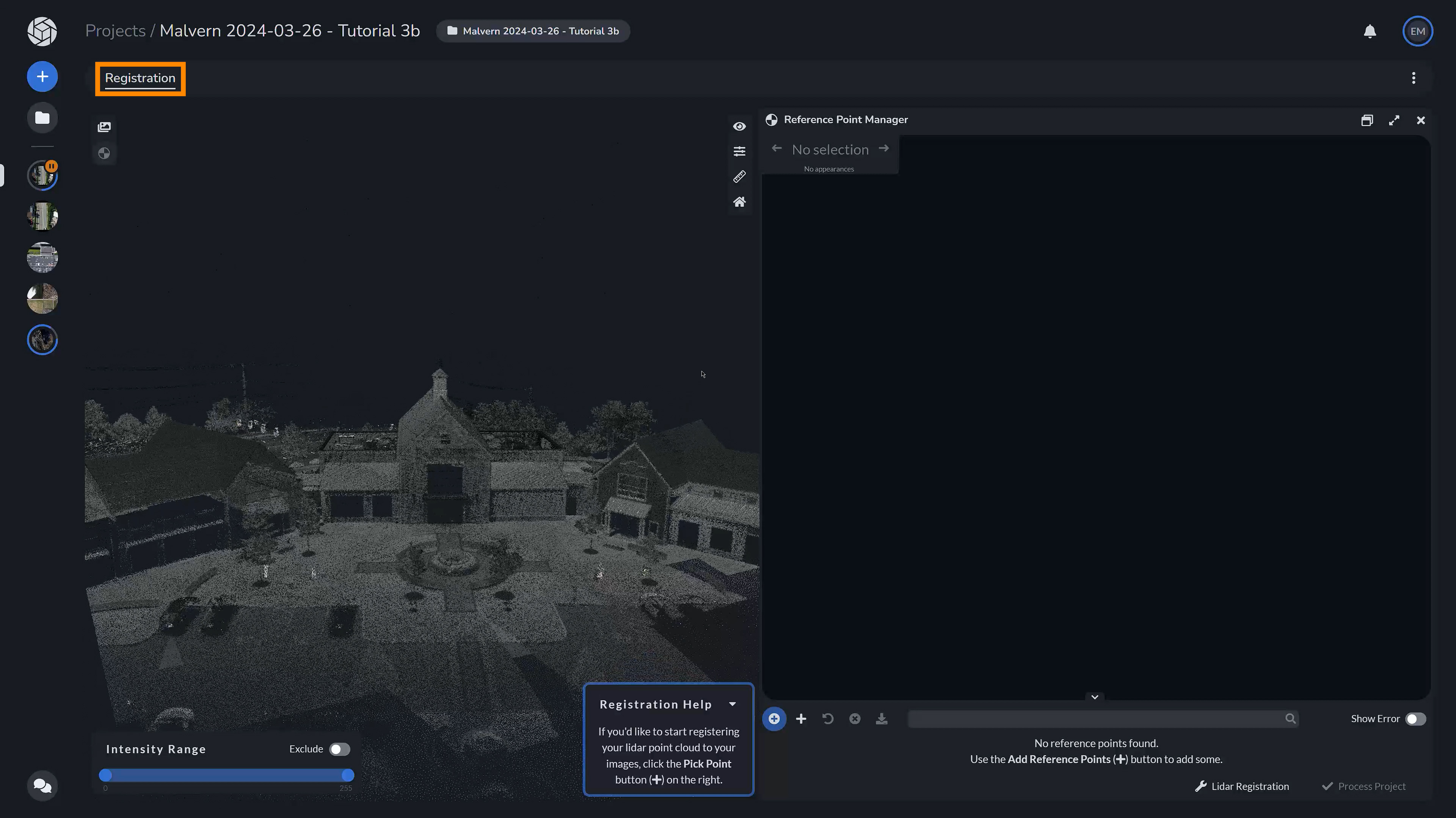 PixElement Lidar Registration Tab