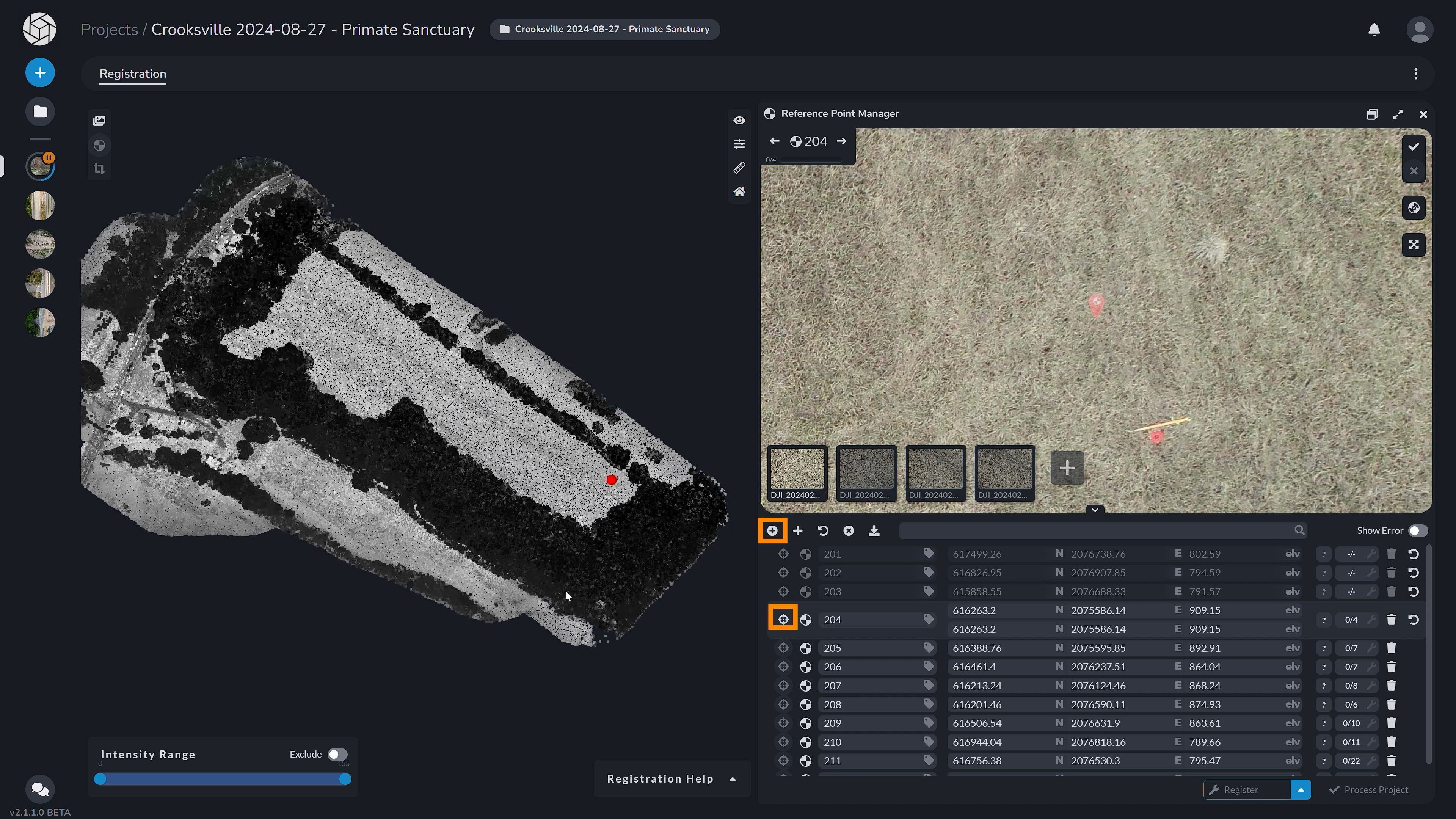 PixElement Lidar Registration - Toggle GCP to be used for LiDAR registration