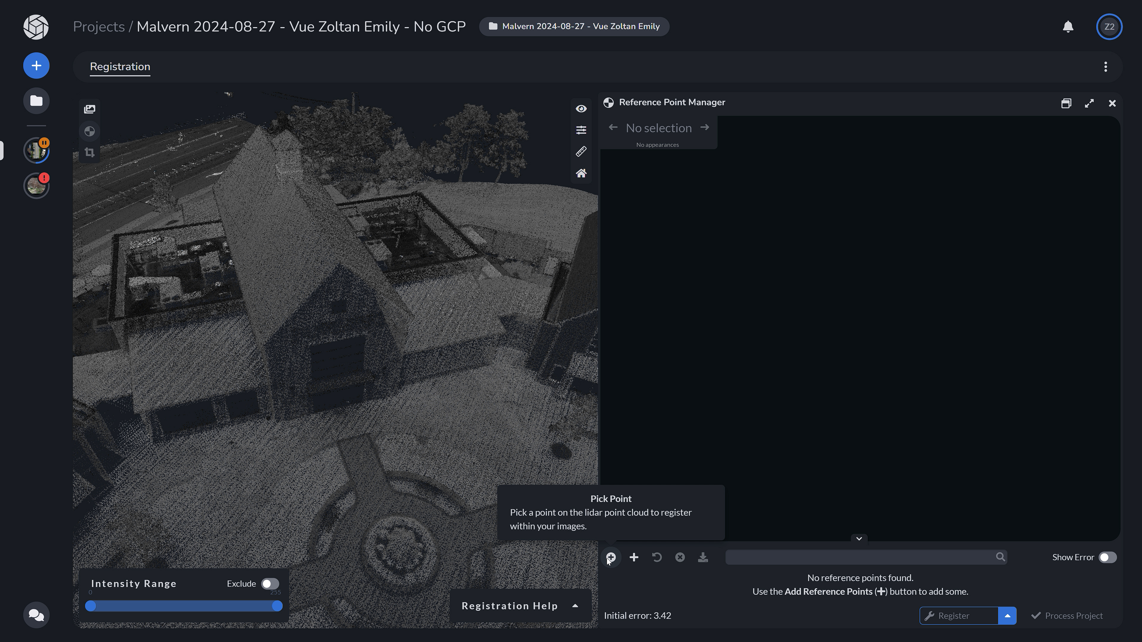 PixElement Lidar Registration - Pick point