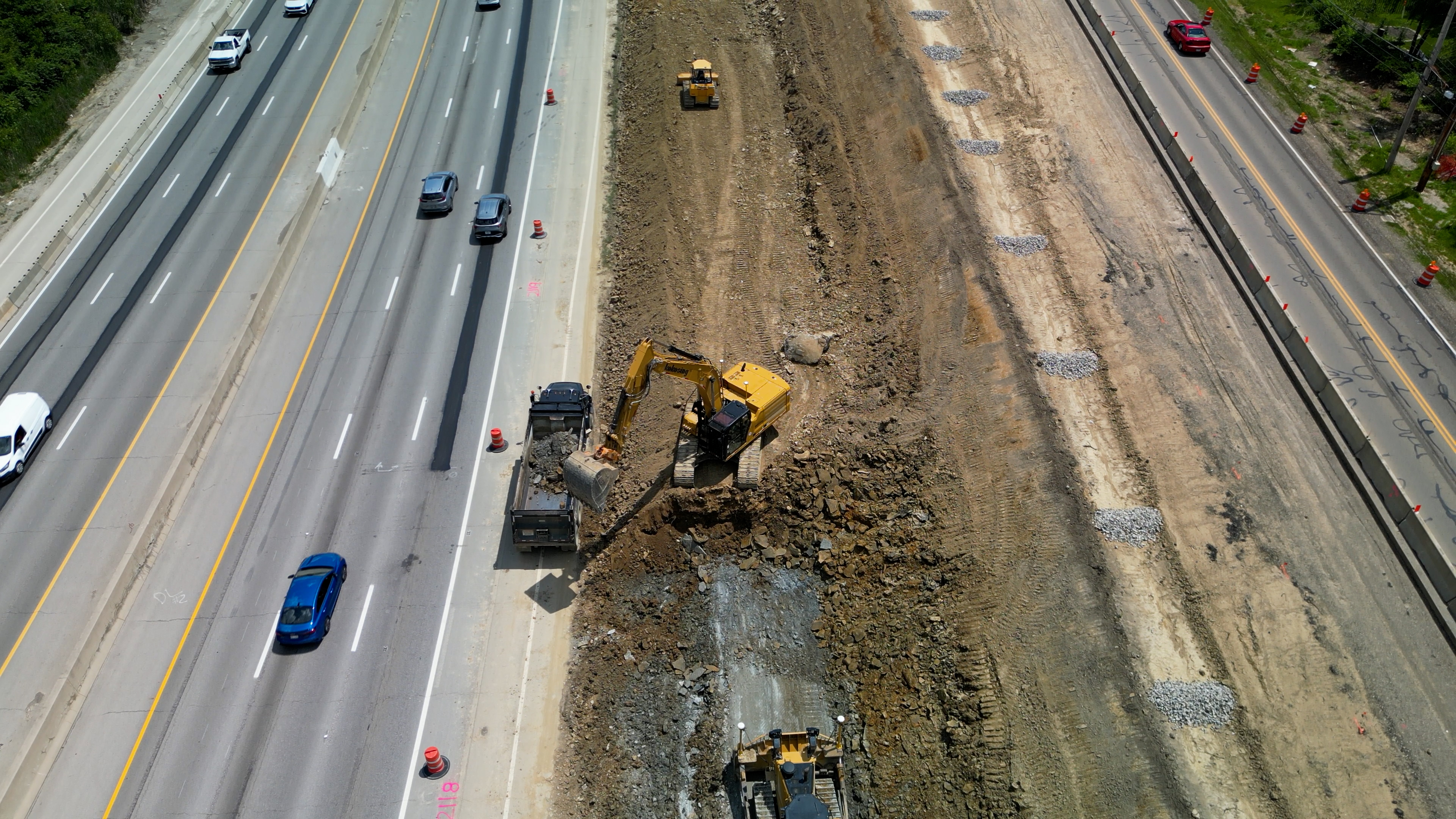 Aerial image of construction on Ulry Road