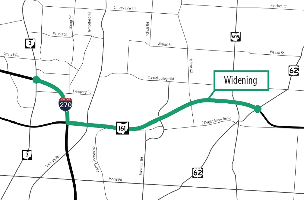 ODNR Map of SR-161 Highway Widening Project