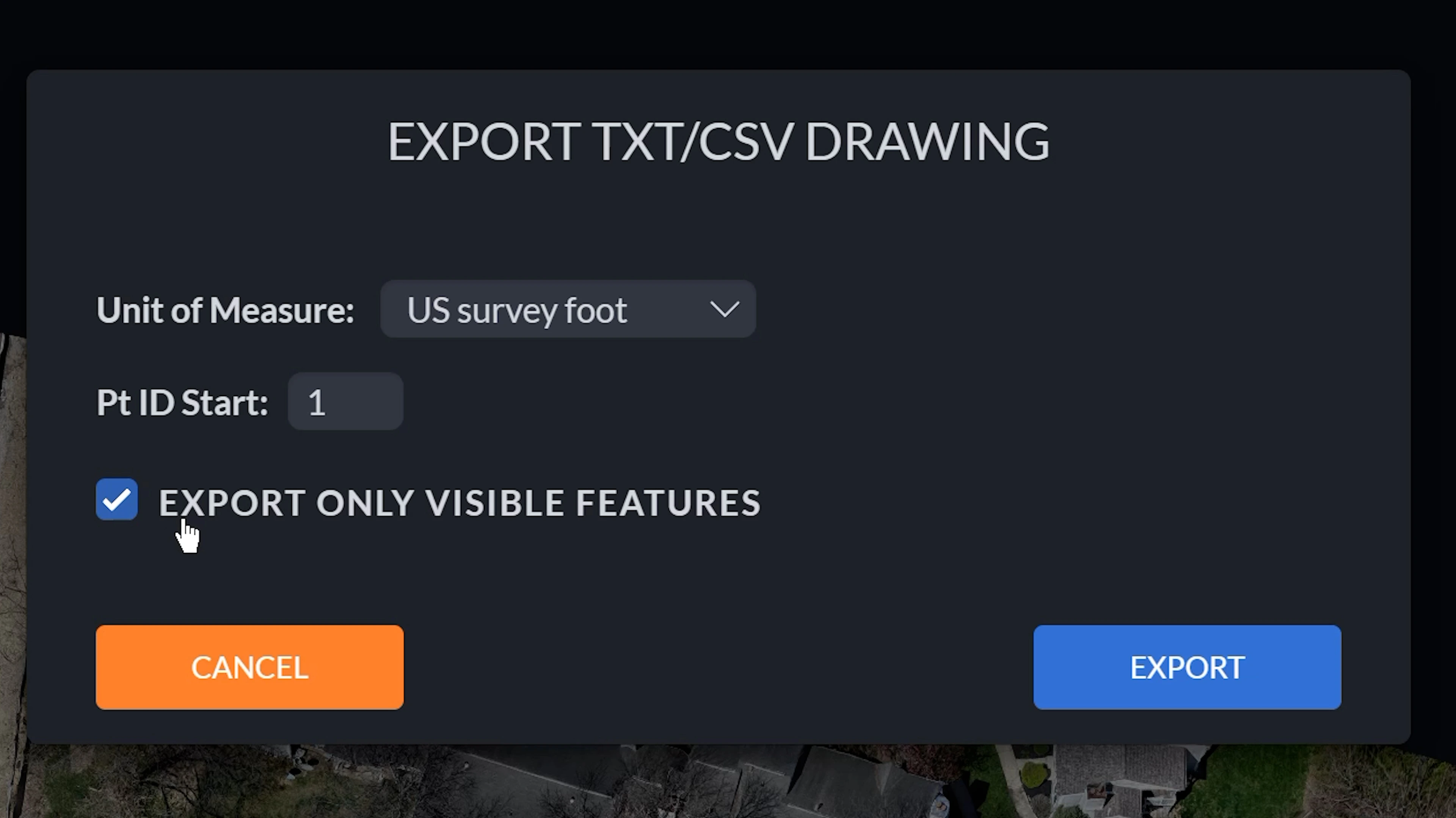 Export TXT/CSV Drawing Menu