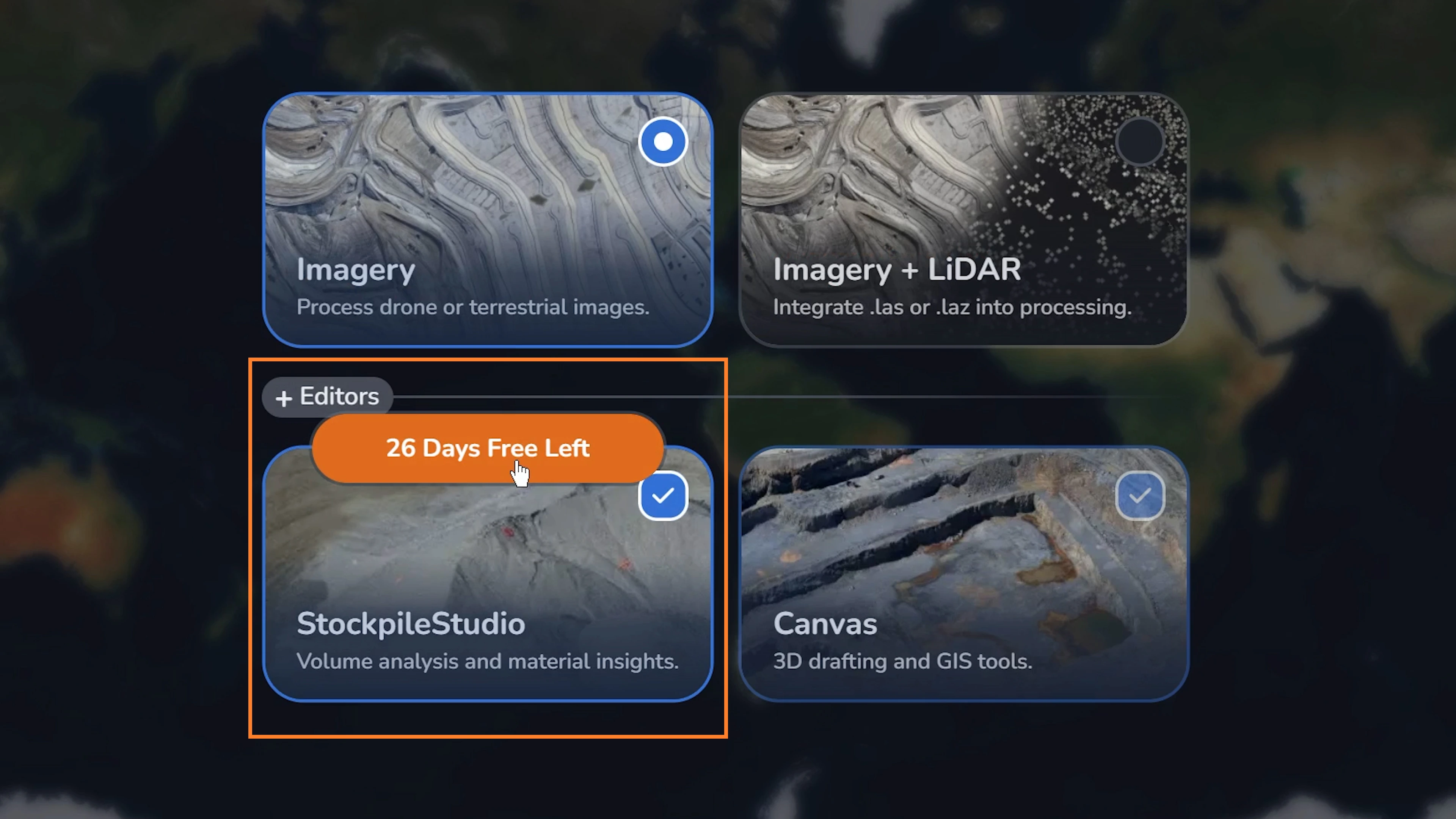 Select StockpileStudio as an add-on during project creation
