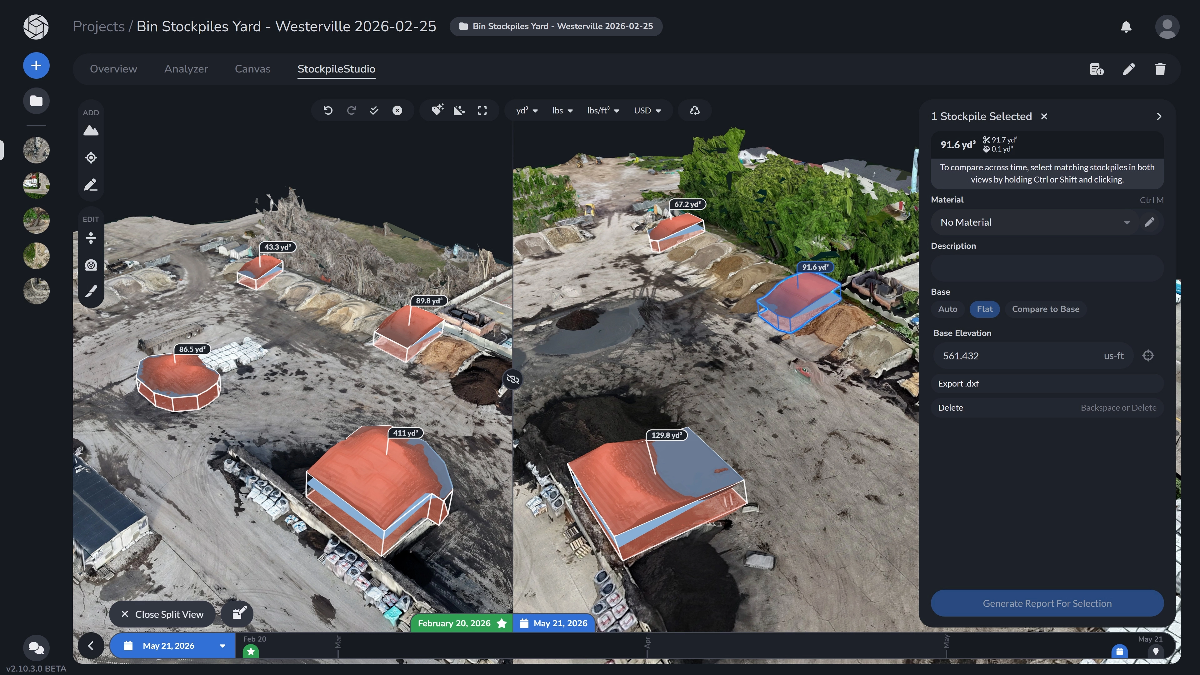 Stockpile Comparison Map View