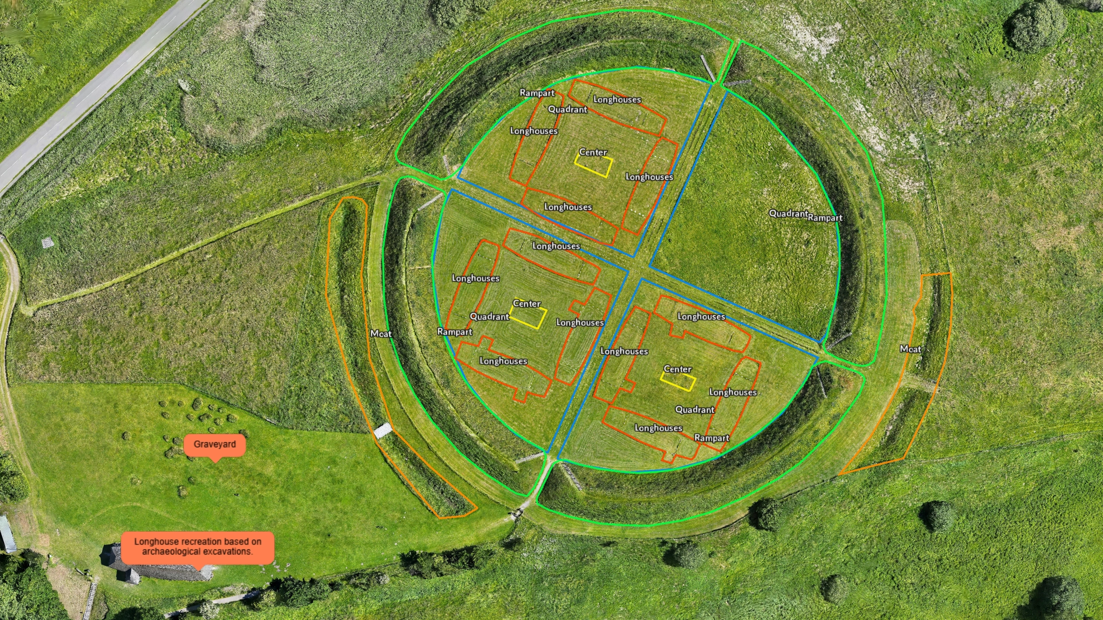 Annotated plan view of Fyrkat